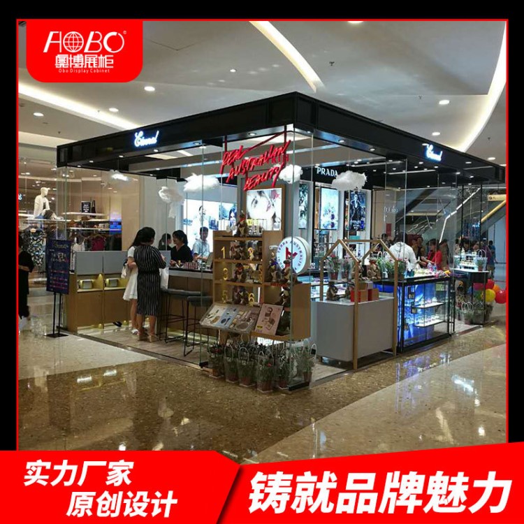 化妆品展示柜设计制作 化妆品专卖店装修 化妆品烤漆展示柜货架