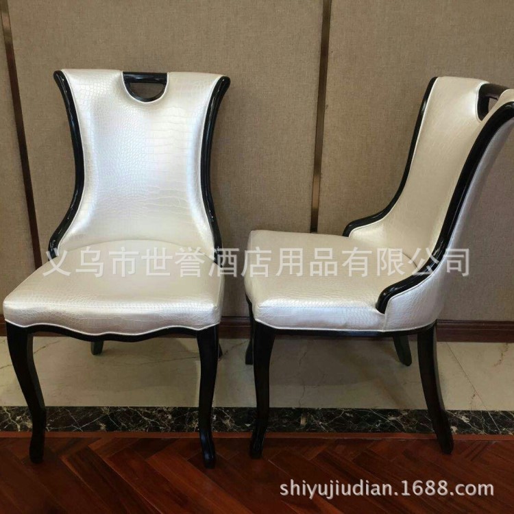 上海餐厅现代实木椅包厢欧式软包椅别墅餐厅桌椅国外西餐厅实木椅