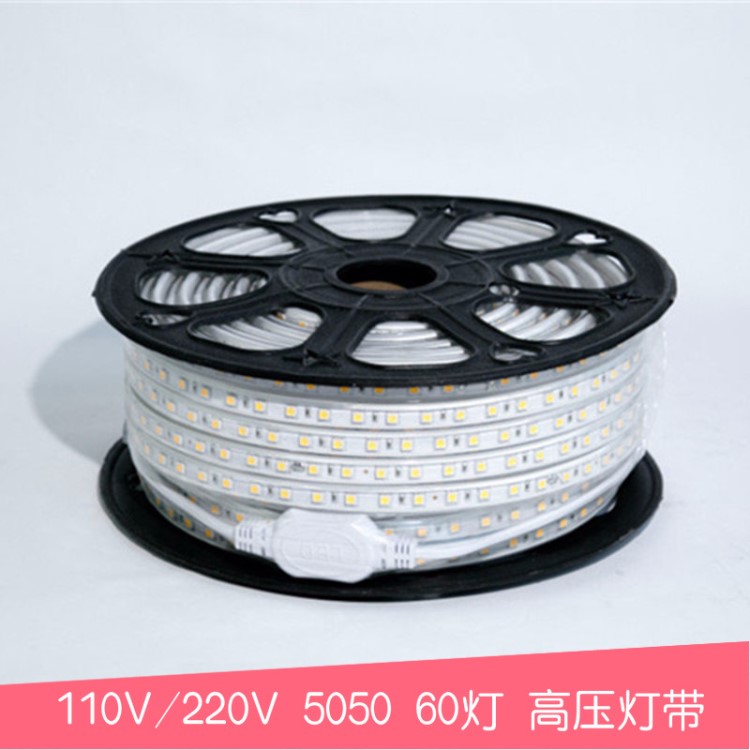 110V220V灯带led5050LED贴片柔性防水防晒防冻防雨高压户外软灯条