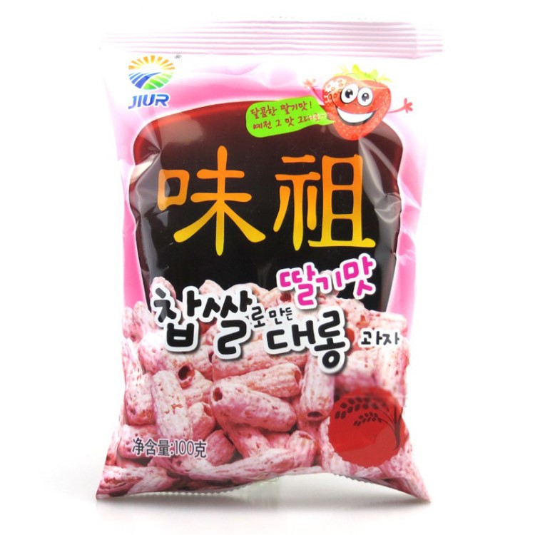 九日炒年糕条草莓味糯米条打糕条100g韩国原装零食品整箱20包