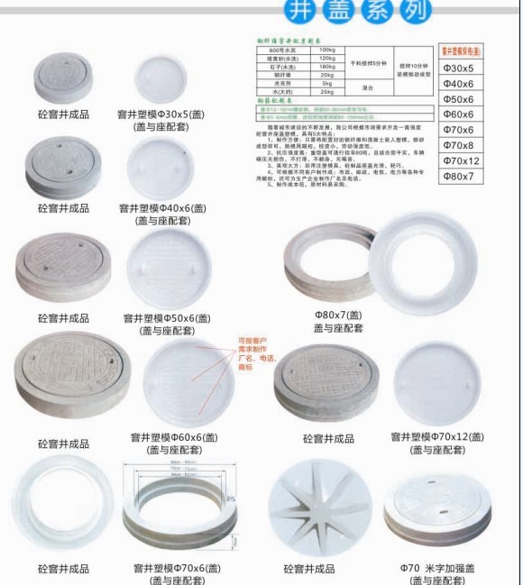 大量供应市政专用水泥井盖塑料模具，方井盖模具，检查井盖模具等
