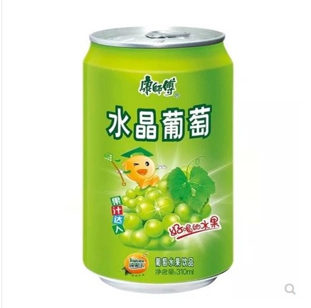 康师傅易拉罐水晶葡萄310ml*24罐听装果蔬汁饮品外卖配餐饮料批发