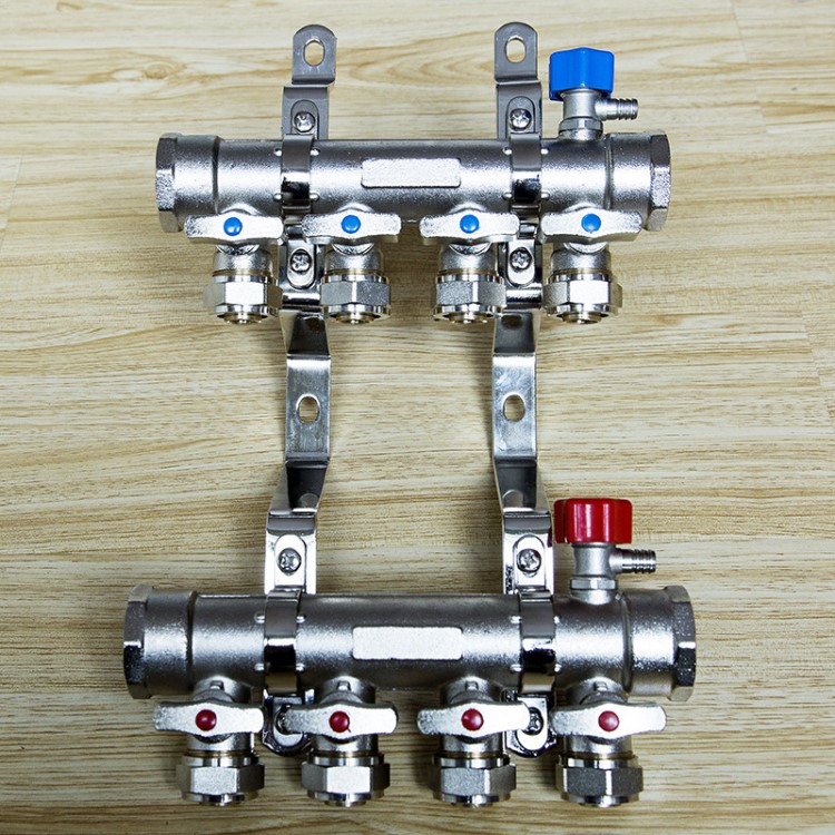 高品质连体支架黄铜分水器地暖分水器地暖供水分集水器厂家定制