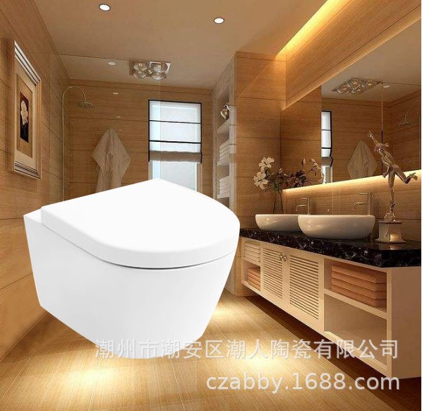 挂墙式马桶 工程酒店大便池 WC Wall-hung Toilet 直冲墙排挂便器