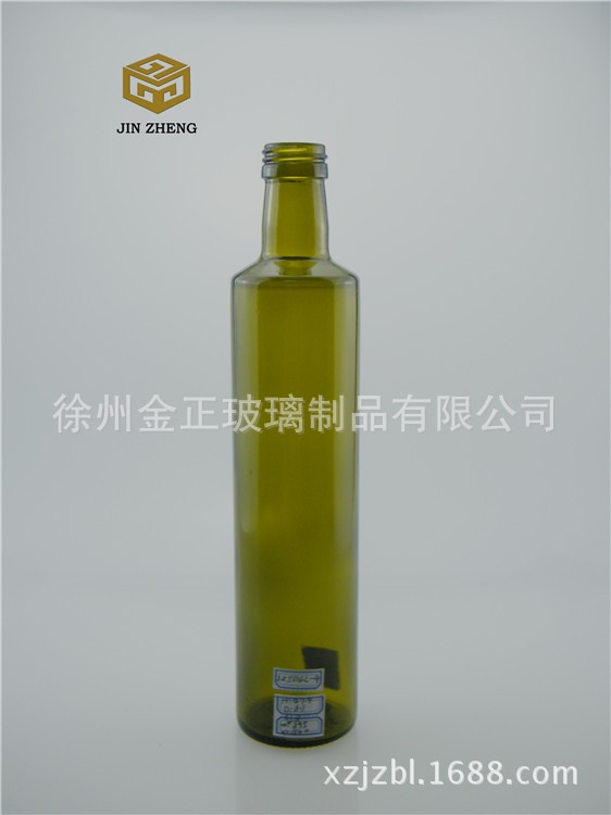 500毫升高白料墨绿色橄榄油玻璃瓶来样订做各种规格玻璃瓶饮料瓶