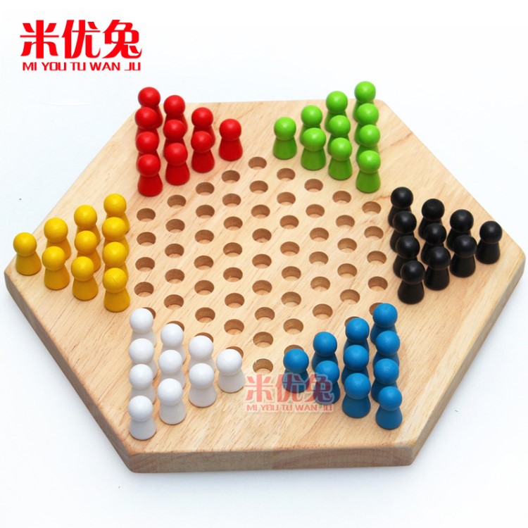 六角跳棋 亲子益智游戏玩具 木制跳棋跳珠 儿童益智玩具跳棋.54