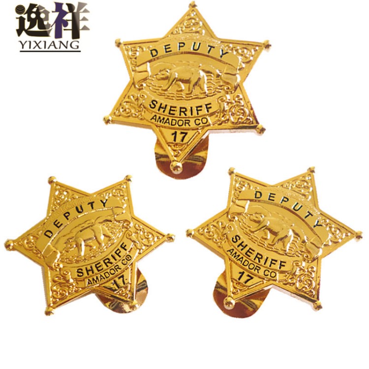 徽章厂直销 锌合金纪念币外贸徽章 镀金证章 金属五角星帽徽定制