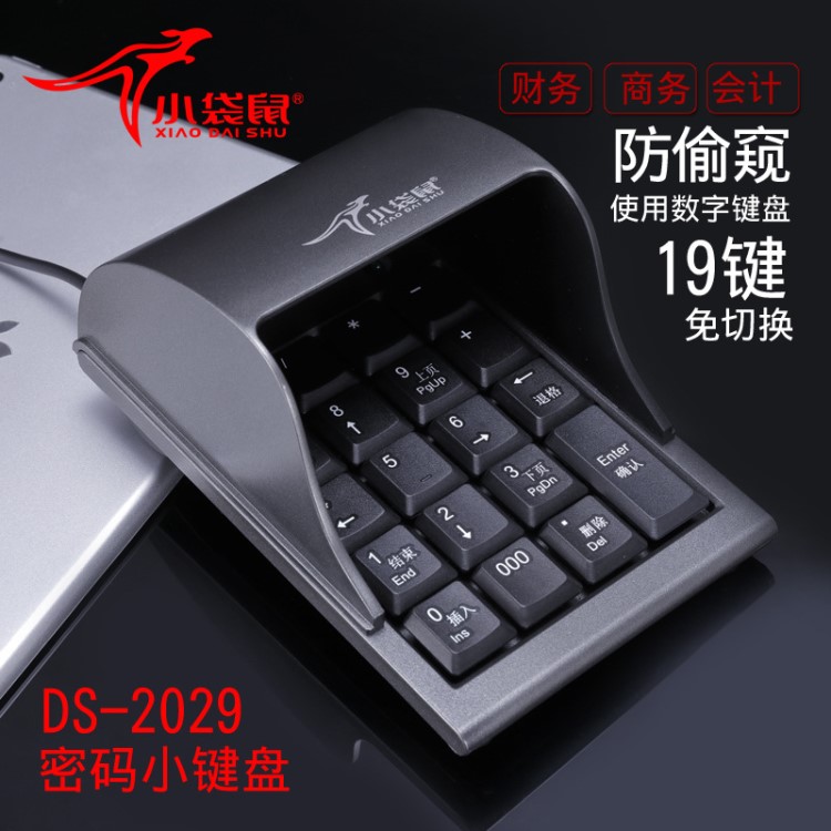 小袋鼠DS-2029 防窥式密码小键盘 USB数字键盘