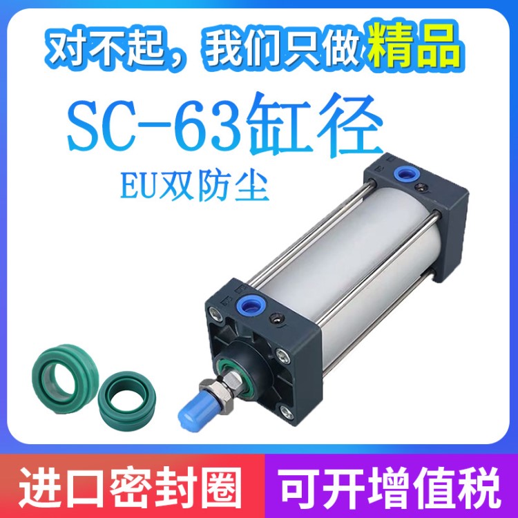 SC 63缸径标准气缸EU63*25X50X75X100X125双层防尘可调气缸-S-SCJ