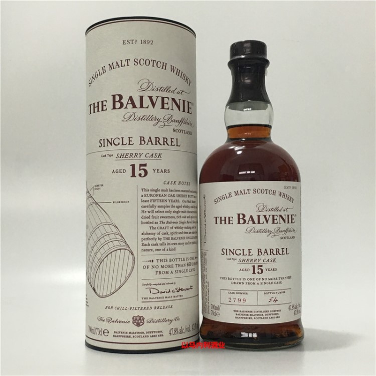 百富15年单桶单一麦威士忌 THE BALVENIE SINGLE BARREL 雪莉桶