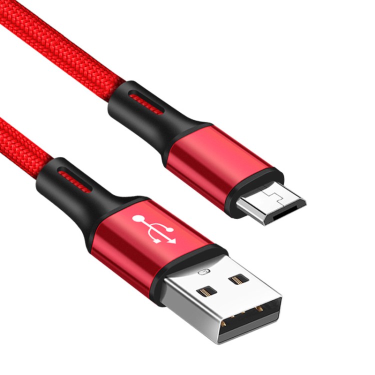 microUSB手机数据线 2.4A尼龙编织安卓通用充电数据线 v8快充电线