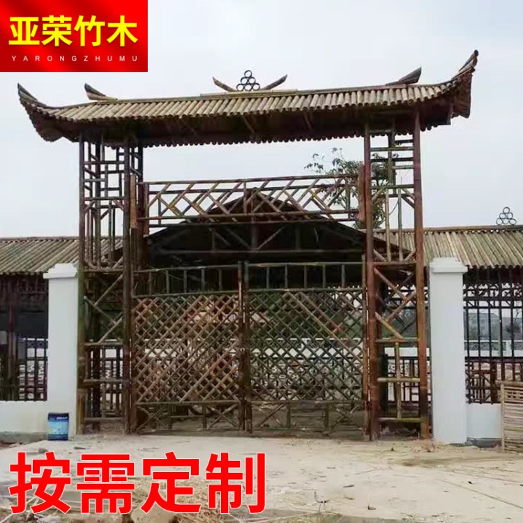 定做竹牌楼 中式手工竹门楼 竹牌楼竹门头 竹建筑竹长廊