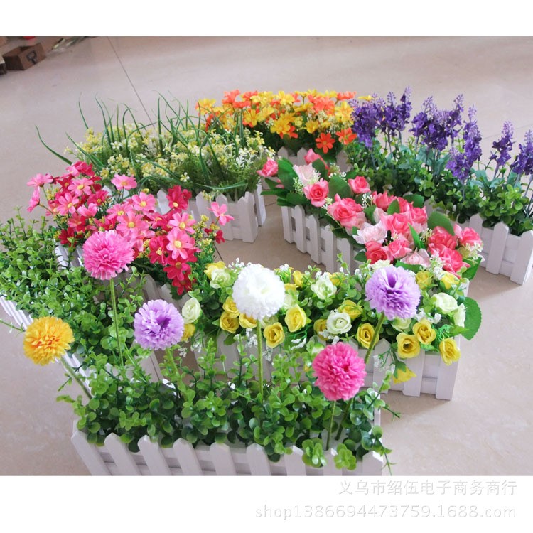 30cm栅栏花 套装 淘宝热门仿真花套装 实木栅栏 多款可选