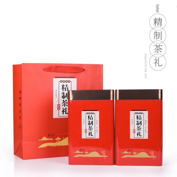 新款500g茶叶铁盒铁罐红茶滇红茶古树红茶长方形茶叶包装空盒