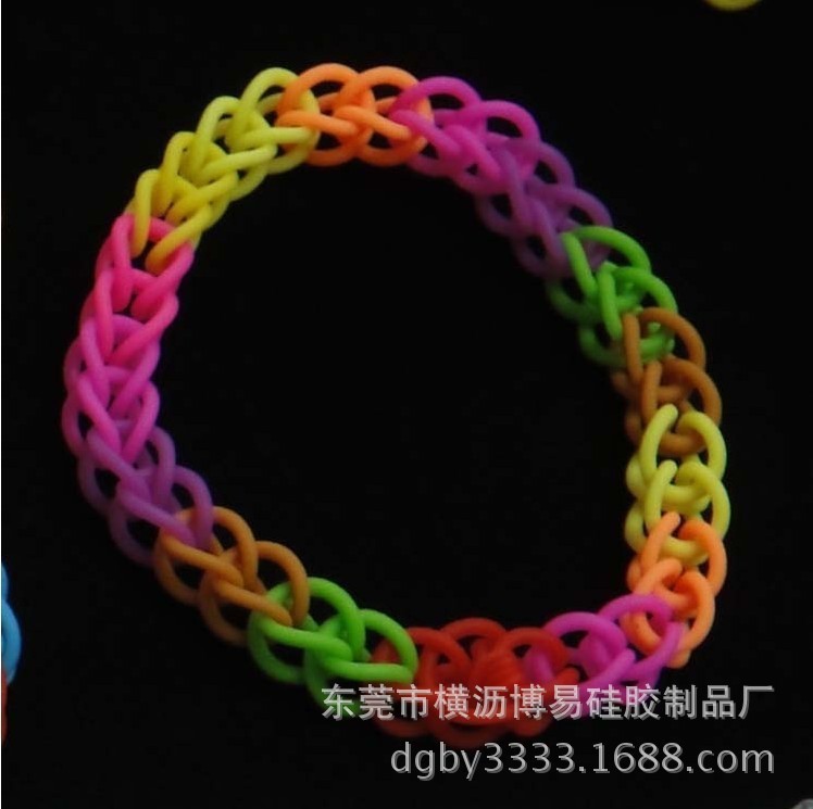 rainbow loom bands DIY硅胶橡皮筋手环 彩虹皮筋 夜光 葱色 段色