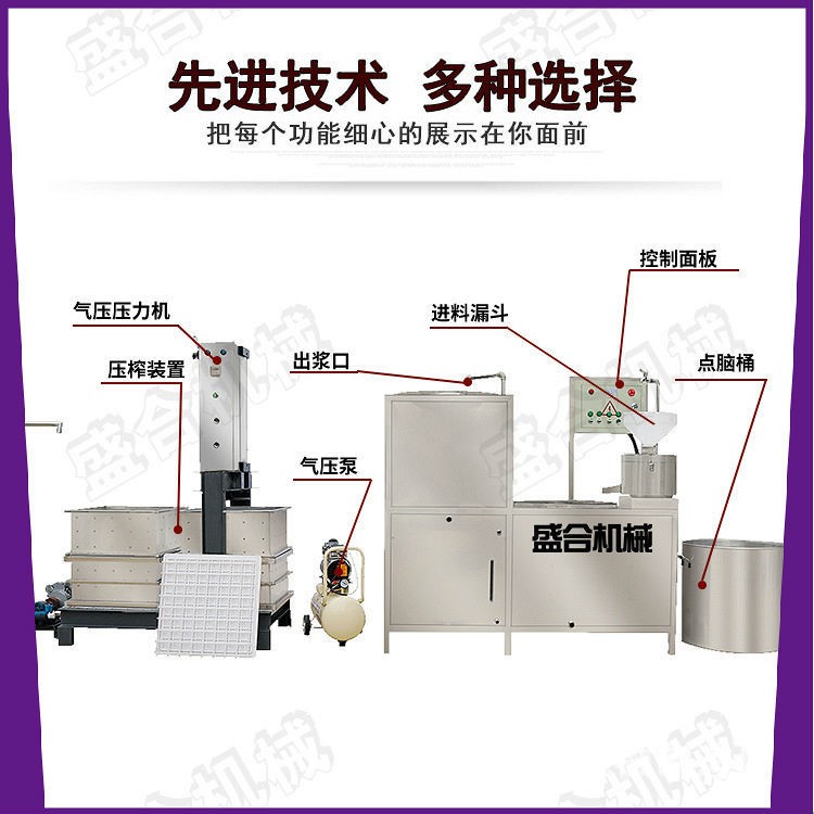 上门安装豆腐干机器 气压压制成型豆干机 盛合豆腐干机快速方便