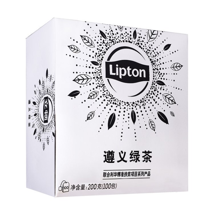 立顿遵义绿茶100包/盒 袋泡茶叶包新鲜茶叶奶茶粉办公冲饮绿茶包