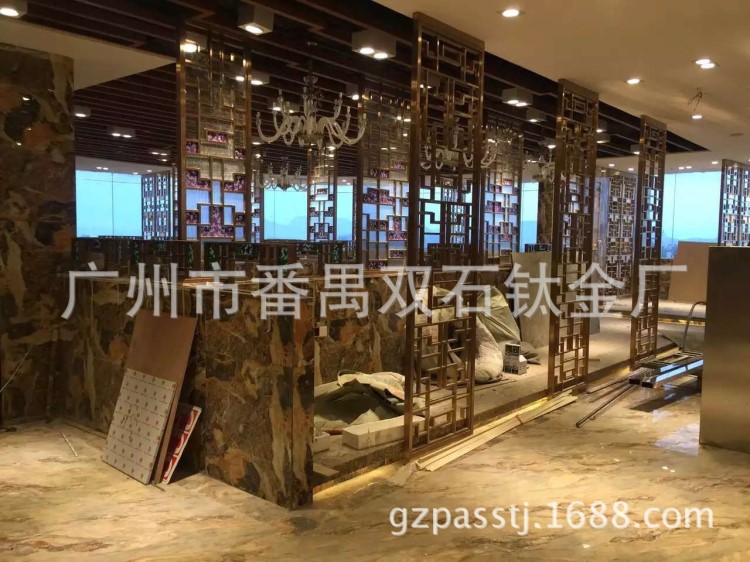 餐厅屏风隔断 真空电镀玫瑰金 古铜色无指纹 钛金屏风 酒店屏风