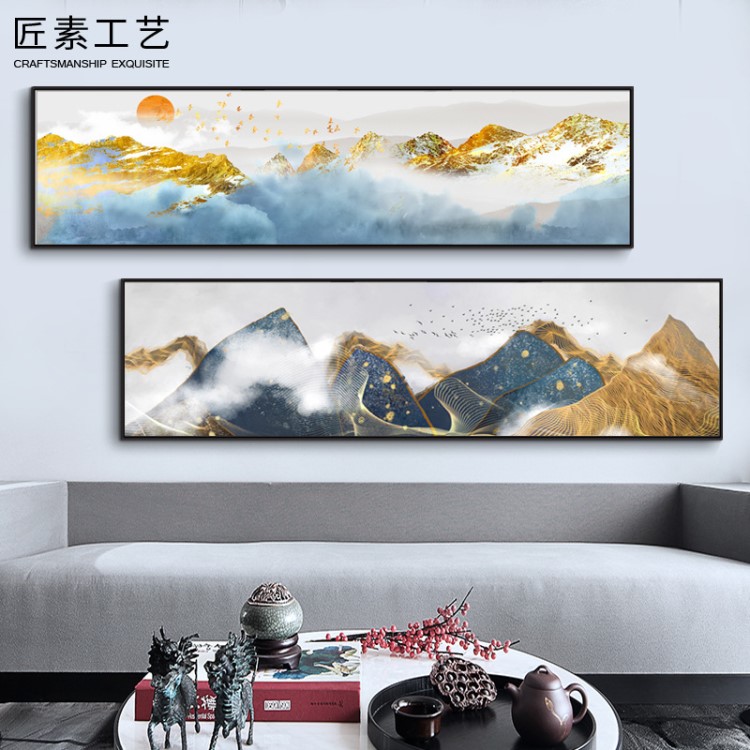 新中式装饰画客厅卧室床头禅意水墨山水抽象壁画轻奢酒店宾馆挂画