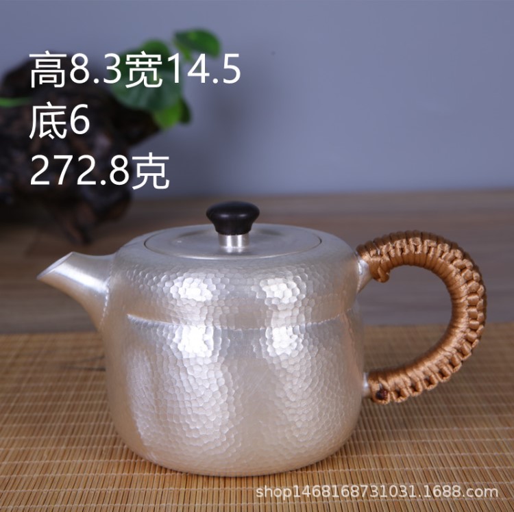 银茶壶 银999烧水壶日本功夫银茶具手工云南雪花银一张打茶壶