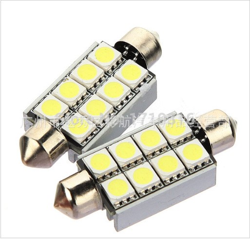 厂家直销canbusLED双尖灯42mm-8SMD-5050双尖灯 LED汽车灯