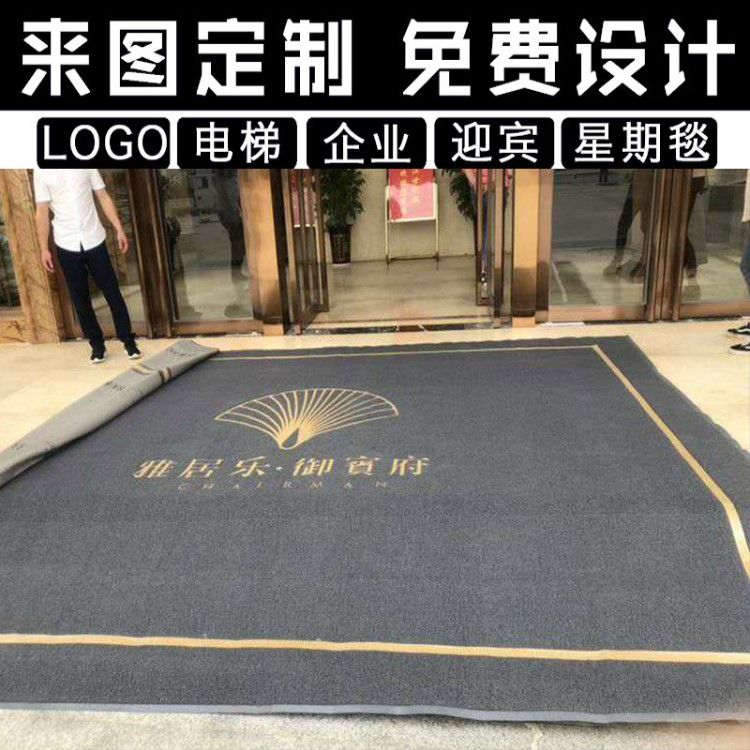 欢迎光临地垫酒店迎宾3d打印logo防滑电梯垫广告厂家定制丝圈地毯