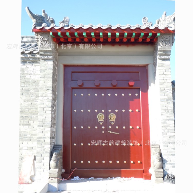 四合院老门楼定制 木制仿古门楼厂家 中式卷棚顶门头北京古建工厂