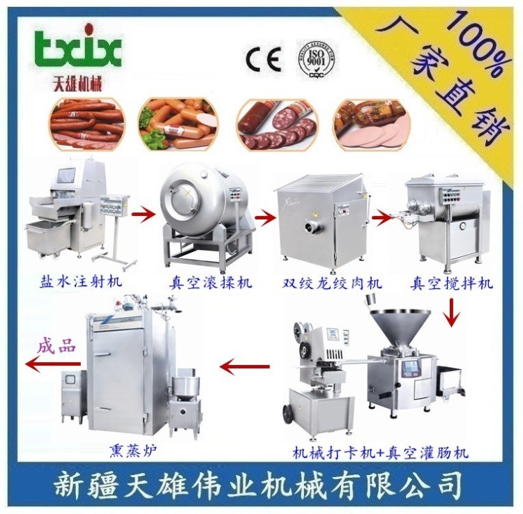 供应肉制品加工设备香肠火腿肠加工设备清真肉制品加工生产线