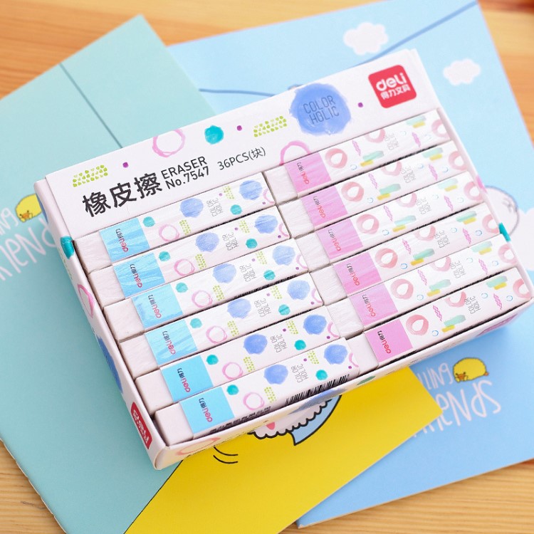 得力 7547长条橡皮 学生橡皮 卡通橡皮擦 卡通橡皮条 办公用品