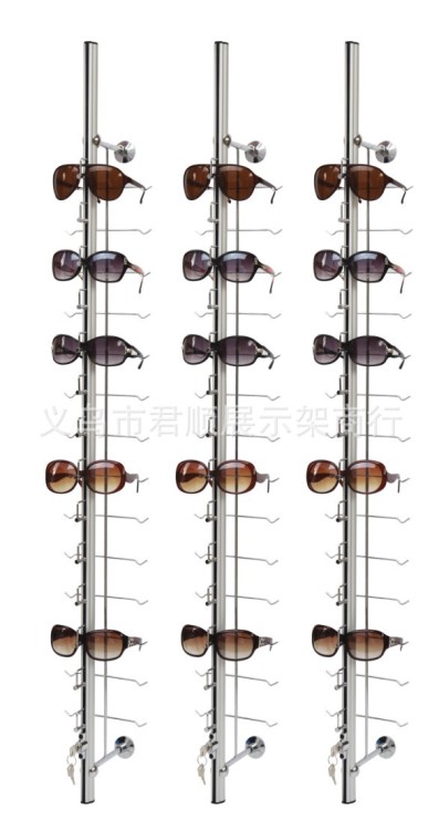 墙挂眼镜展示架 带锁铝合金眼镜展示架14付 锁条眼镜展示货架