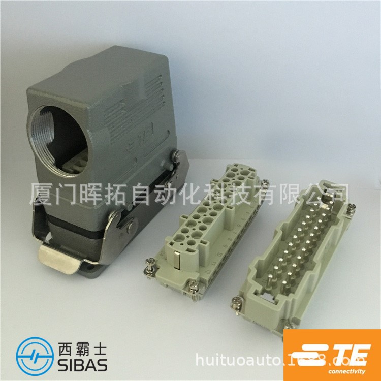 HDC-HE-024-1 TE西霸士SIBAS 24针重载连接器开孔安装侧出PG21