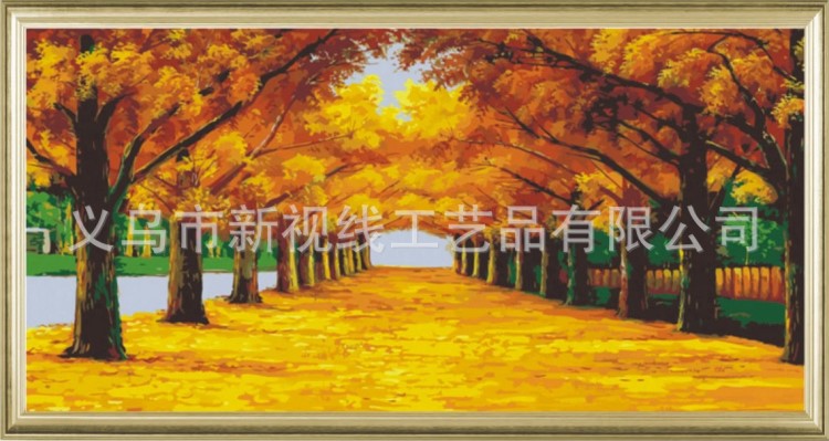 【画画公子】diy数字油画 客厅风景大幅手绘装饰画黄金大道60*120