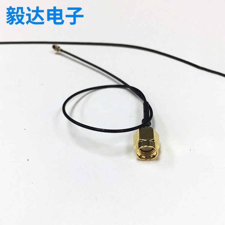 射频同轴板端测试线RF1.13黑色线 RPSMA公头内螺内孔转IP线长15CM