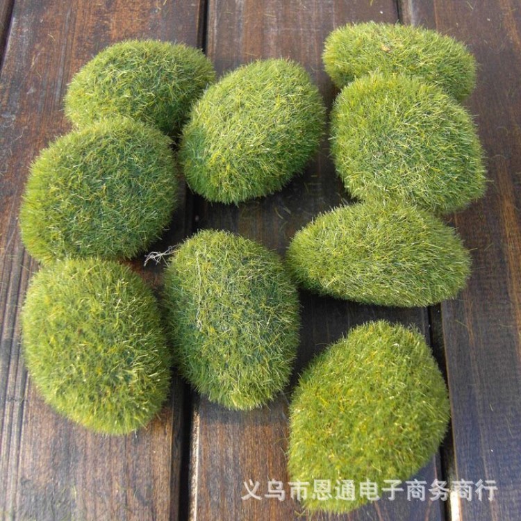 植毛石头　仿真石头　绿石头仿真青苔石　青苔　插花材料　青苔石