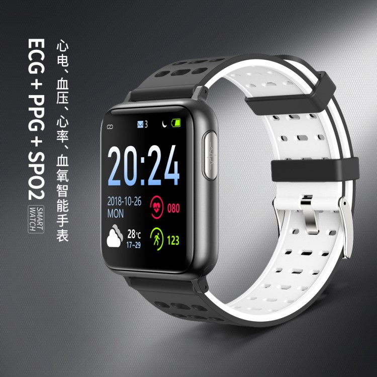 V5智能手环ECG+PPG心电血压心率血氧监测运动手表IP67防水AI诊断