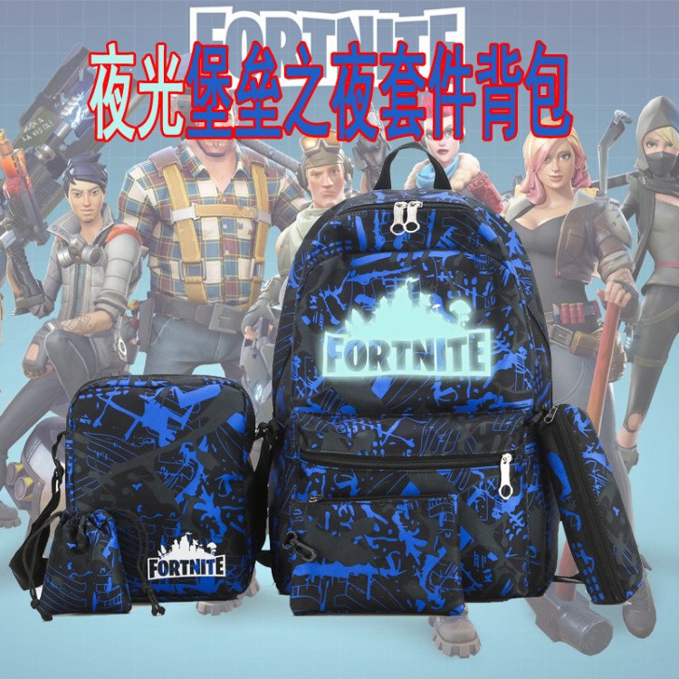 跨境Fortnite堡垒之夜帆布套件双肩背包动漫周边书包休闲包