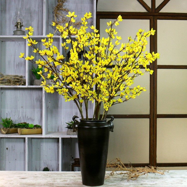 仿真植物 仿真花 长支迎春花艺 单支客厅装饰落地绢花婚庆