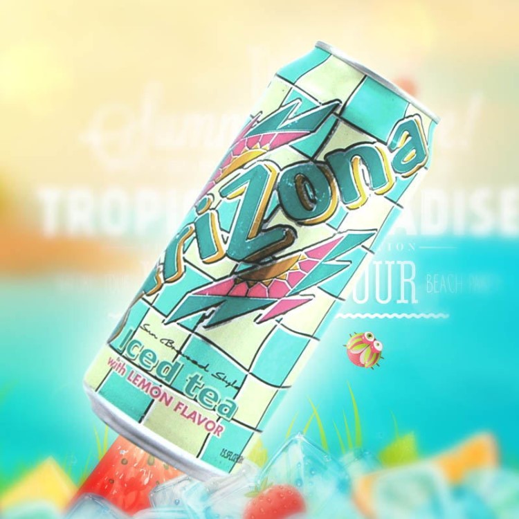 美国原装Arizona Iced Tea亚利桑那柠檬冰茶水果饮料 458ml*24