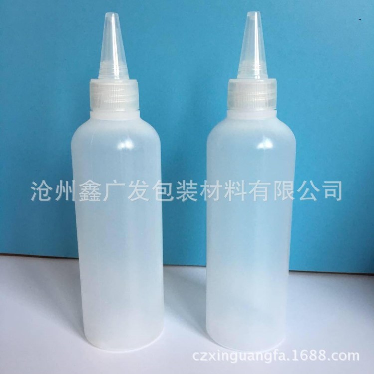 厂家直销200ml/尖嘴塑料瓶 透明挤压瓶 点胶瓶圆瓶颜料胶水分装瓶