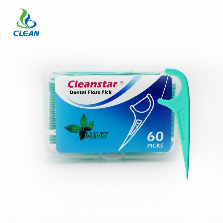 厂家直销Cleanstar品牌CPA0160支薄荷味牙线棒盒装塑料牙签牙线签