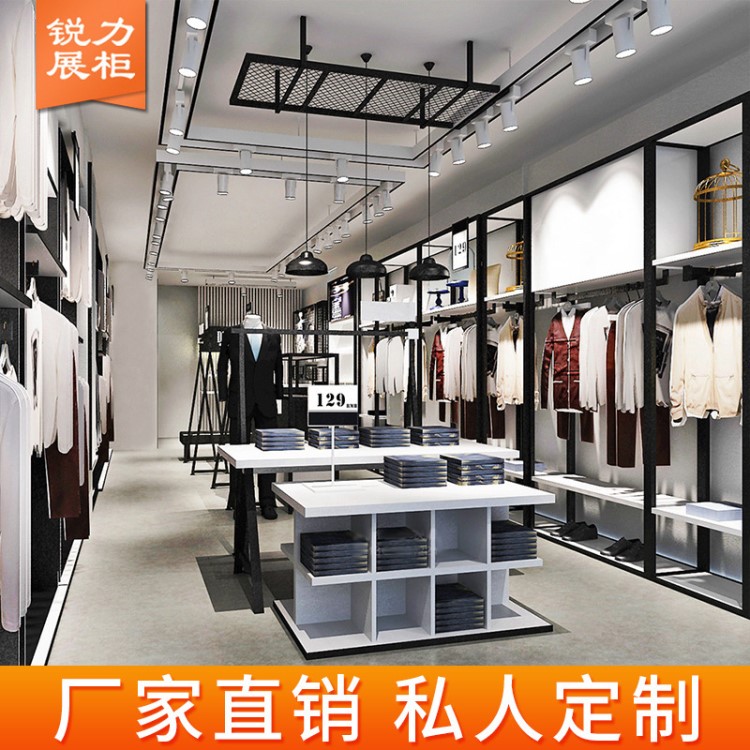 厂家供应快时尚商务流水台 品牌服装店烤漆展示柜木质男装展示架