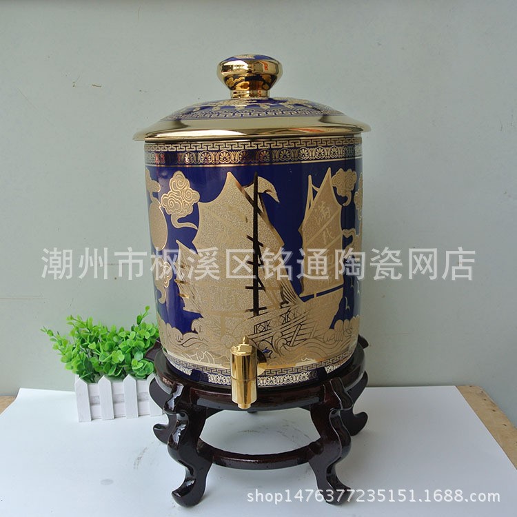 陶瓷工艺品 储水缸 带龙头 养生水桶 夏季水壶茶壶净水器神农罐