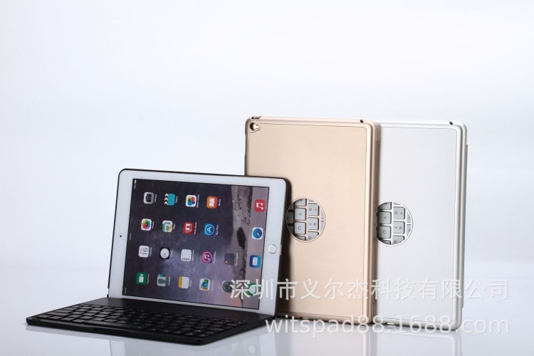 F8S+ for ipad air2 蓝牙键盘 七色背光笔记本翻盖式保护壳键盘