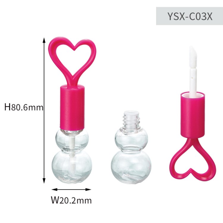 定制 化妆品包装外壳迷你唇彩管 YSX-C03X心形盖 葫芦型小唇彩管