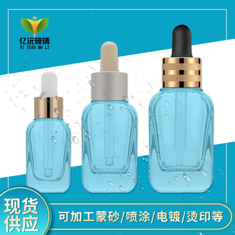 现货批发方形胶头滴管精油瓶 透明粉底液瓶 玻璃瓶 12ml25ml45ml