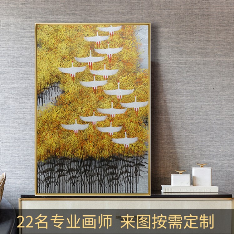 深圳天鹅方形酒店画廊手绘油画客厅欧式装饰帆布画painting定制