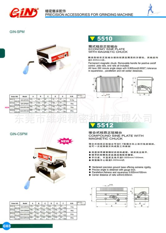 代理5510精展简式粗目正弦磁台 GIN-SP47M台湾精展粗目正弦磁盘