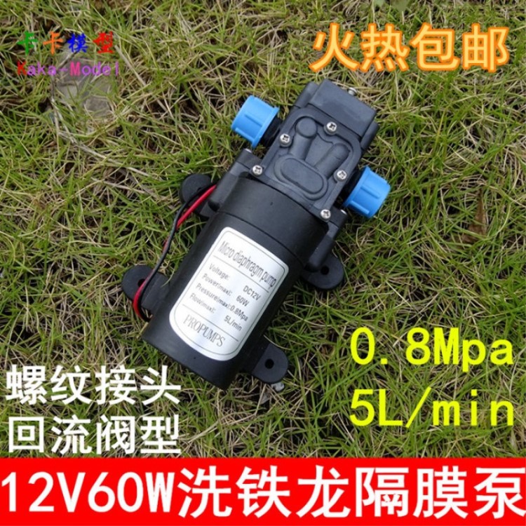 12V 24V 60W 洗车泵 喷雾器 自吸水泵 增压泵 螺纹口隔膜泵