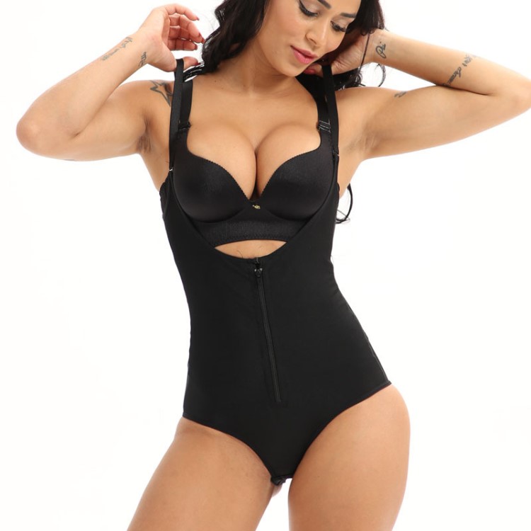 欧美新款 Bodysuit Body Shaper 橡胶产后收腹修身拉链美体内衣