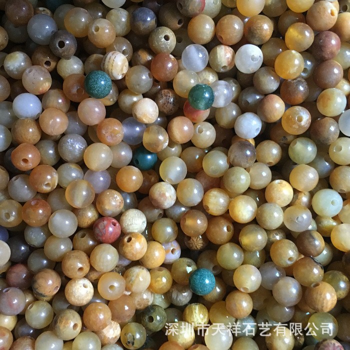 天祥石艺5mm~9mm印尼菊花石珊瑚玉散珠diy饰品配件化石批发